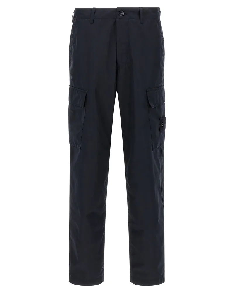 Stone Island Logo Badge Cargo Hosen Blue