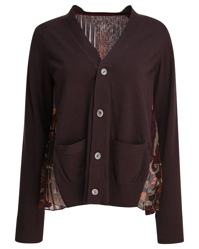 Sacai Cardigan mit Blumendruck Brown