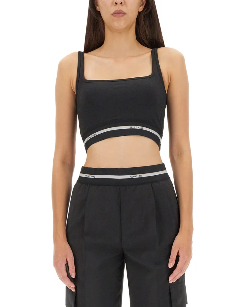 Helmut Lang Crop Top mit Logo Black