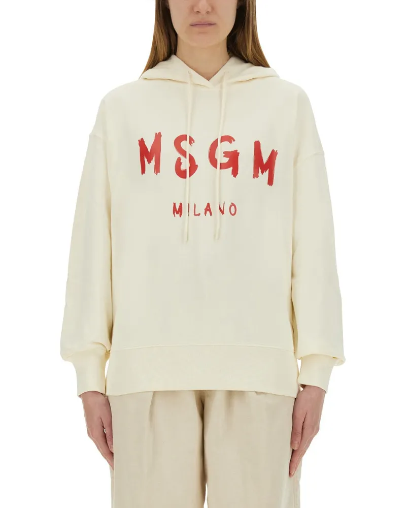 MSGM Sweatshirt mit gebürstetem Logo Ivory