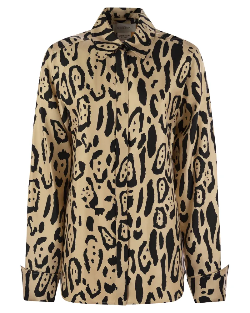 SPORTMAX Rüstungshemd mit Tierdruck Camel