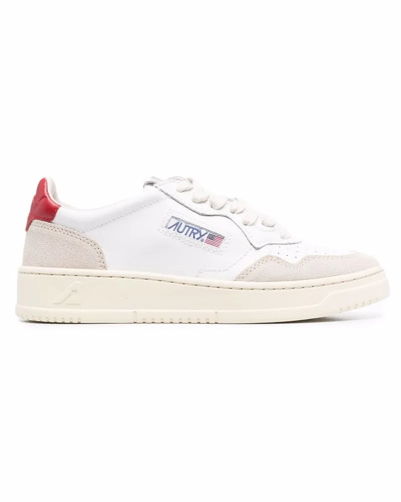 AUTRY Medaillengewinner niedriger Leder- und Wildleder -Turnschuhe Red