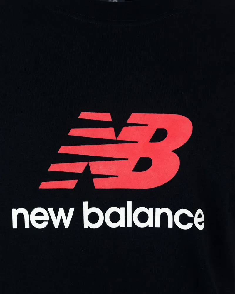 New Balance Neues Gleichgewicht T Shirt Athletics Logo Nera Black