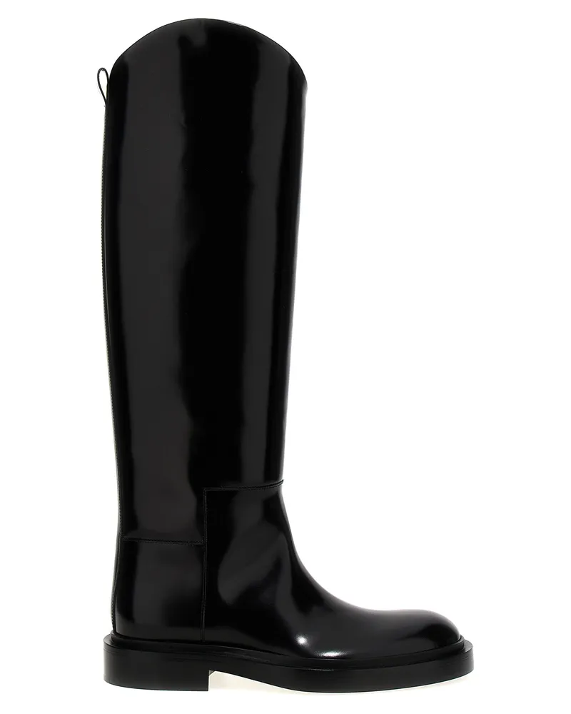 Jil Sander Lederstiefel Black