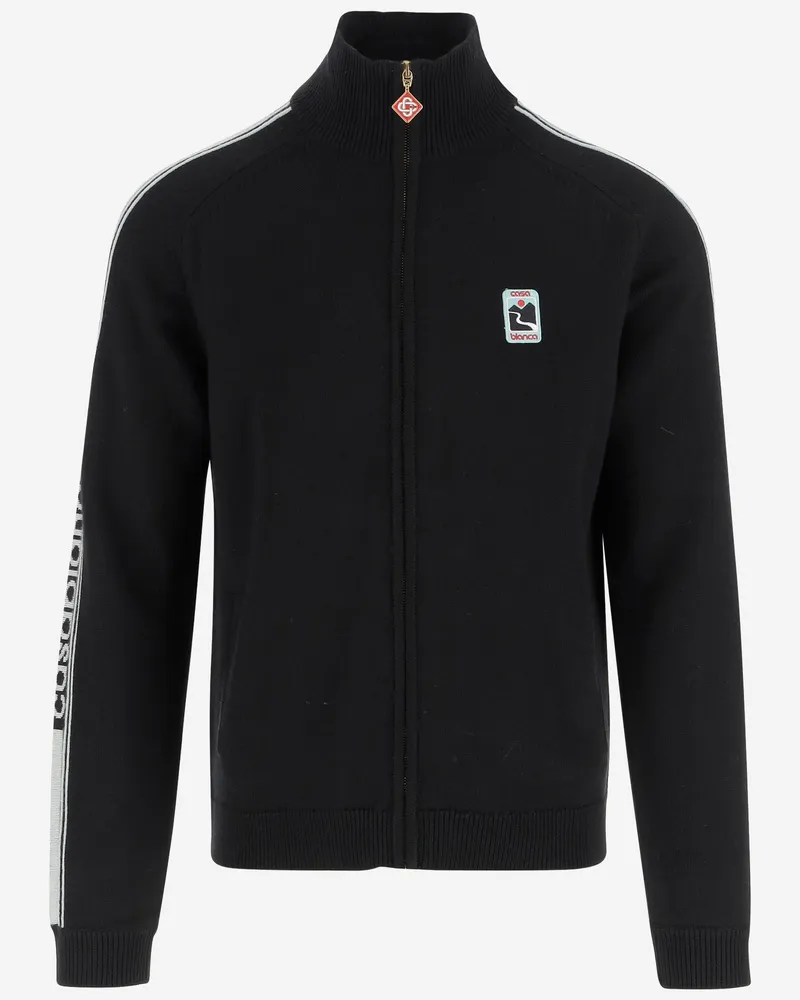 Casablanca Paris Merino Wolle Sweatshirt mit Logo Black