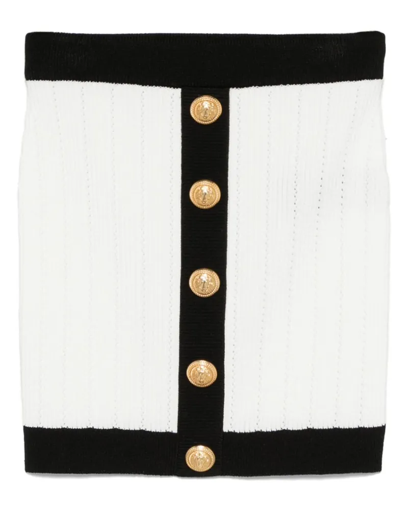 Balmain gestochen geknöpfter Minirock gestochen White