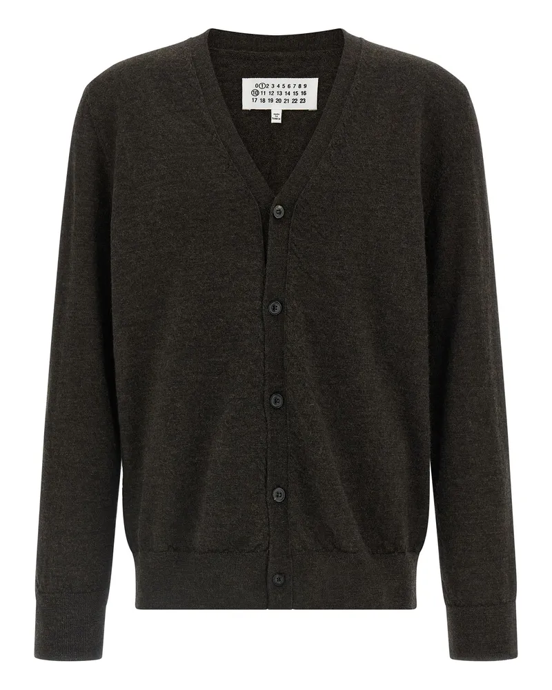 Maison Margiela Wildleder Patch Cardigan Brown
