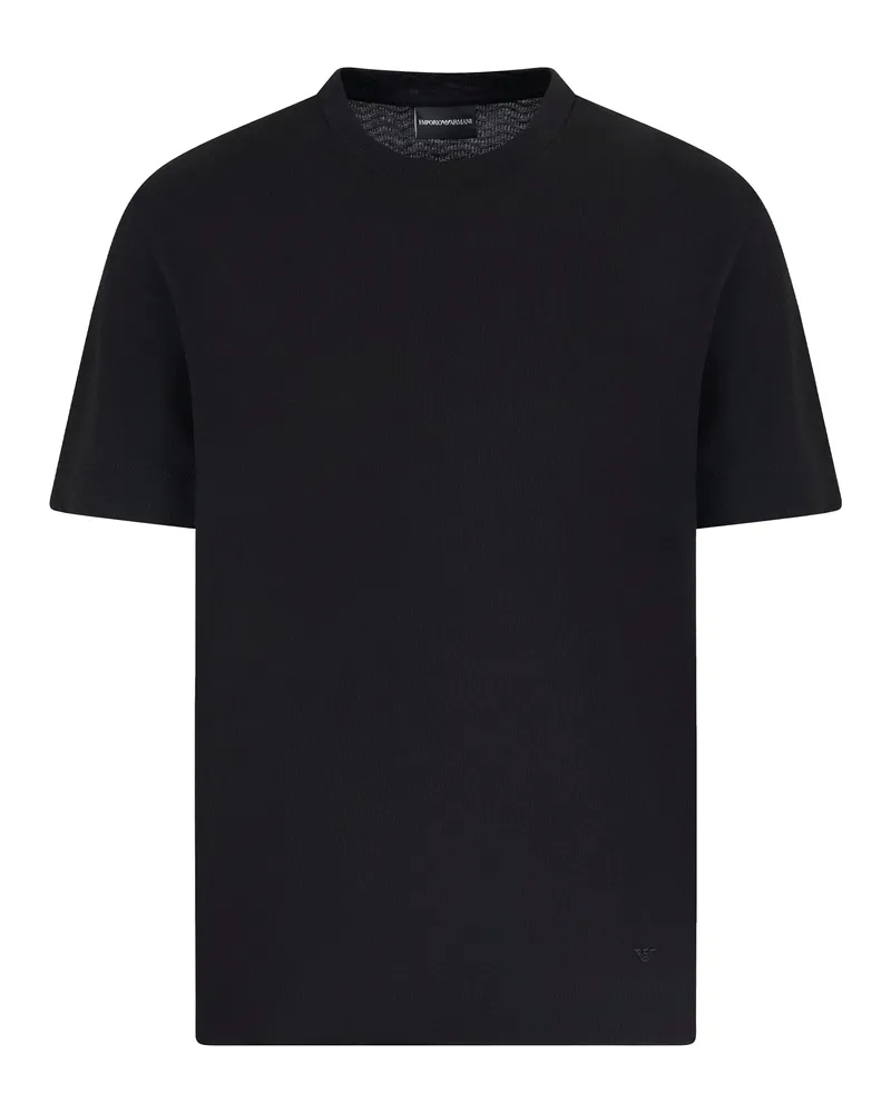 Emporio Armani T -Shirt in Jersey Jacquard Nera Black