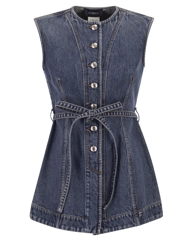 SPORTMAX Spddominio Denim ärmelloses Top Denim