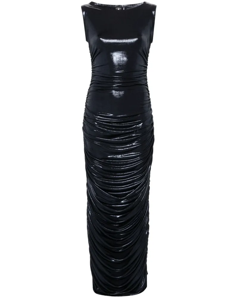 Norma Kamali Shirred Long Kleid Blue