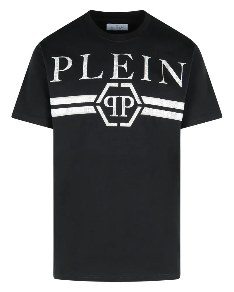 Philipp Plein schwarzer Baumwoll -T -Shirt Black