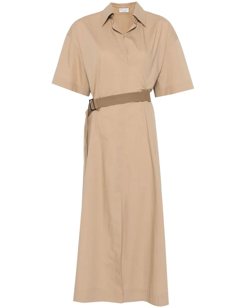 Brunello Cucinelli Baumwollknappkleid Marrone