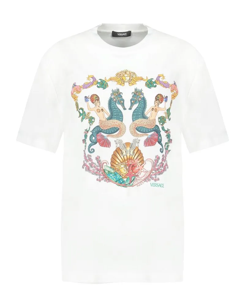 Versace Theater Crest T -Shirt  Cotton White White