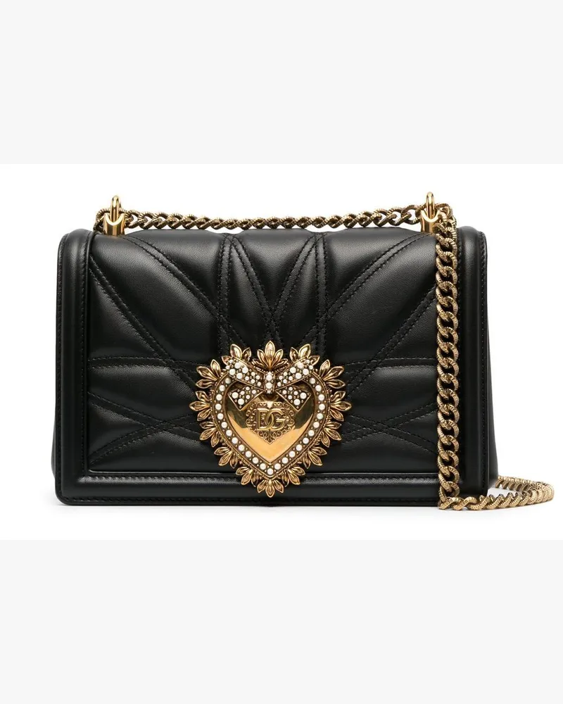 Dolce & Gabbana Devotion Medium Leder Umhängetasche Black