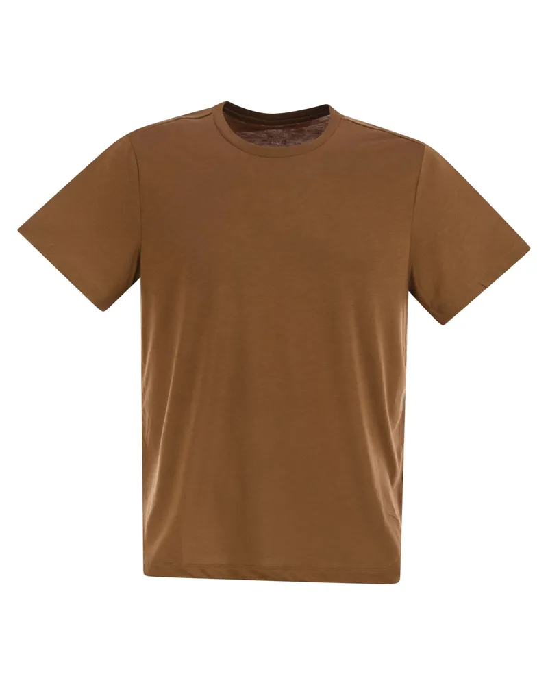 Majestic Lyocell Crew Neck T -Shirt Brown