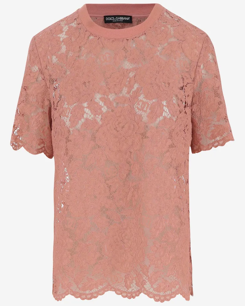 Dolce & Gabbana Viskose und Baumwollmischung floraler Kordelkordelkordelspitze Pink