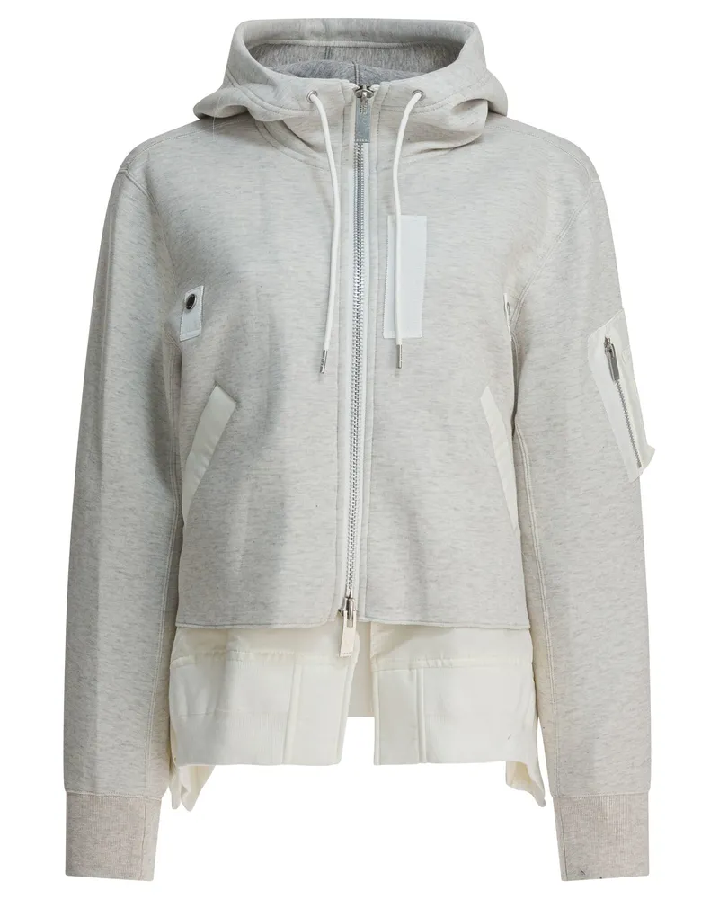 Sacai Sweatshirt aus Baumwolle mit Reißverschluss Grey