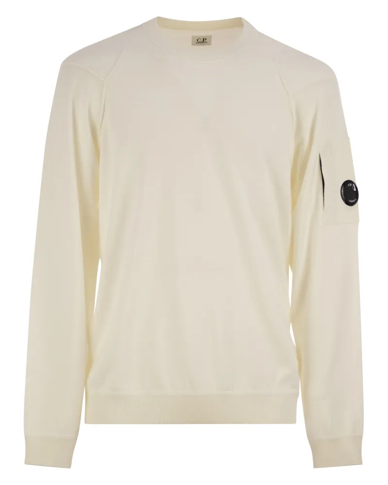 C.P. Company Sea Island Cotton Crew Neck Jumper White