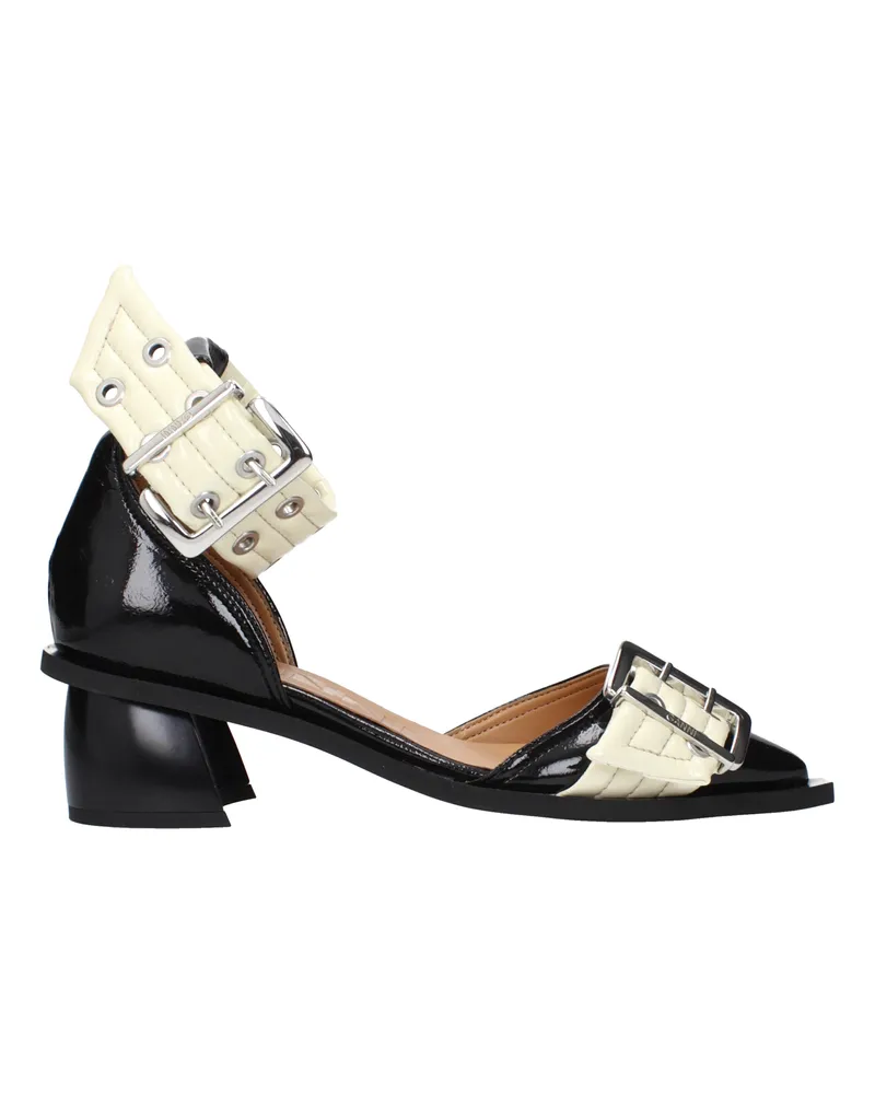 Ganni Damens Sandalen Eco Lack Schwarz/Heron -