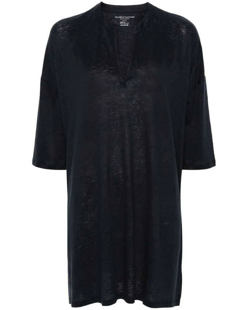 Majestic Majestätisches Leinenmischtunika -Kleid Blue