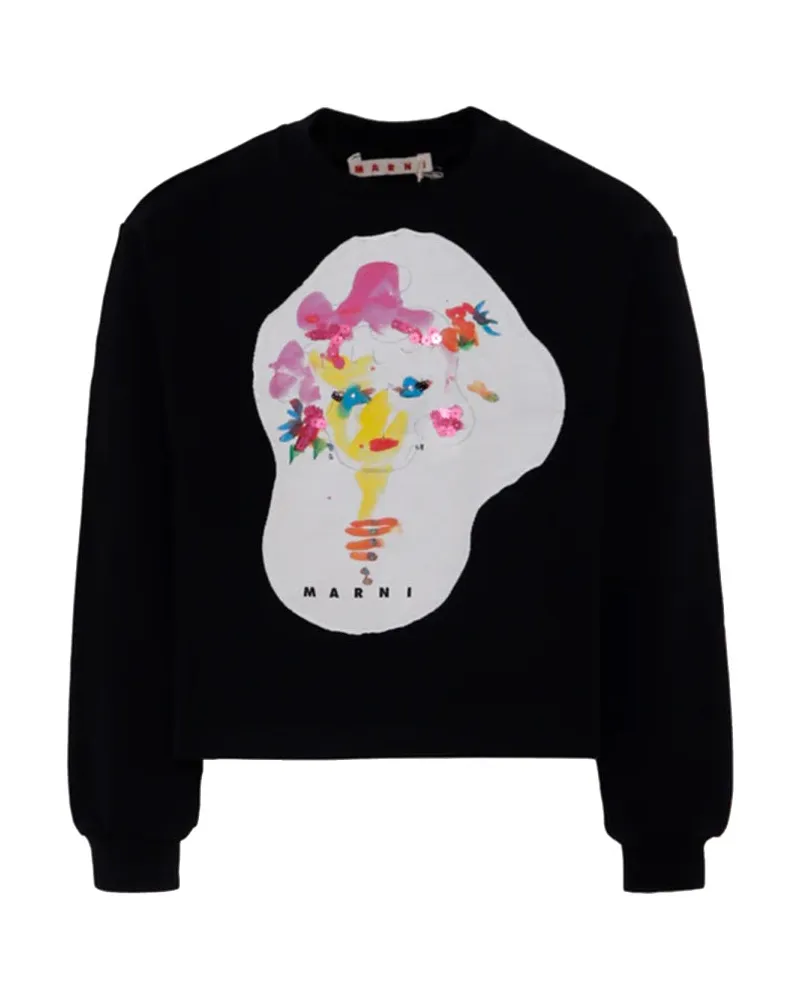 Marni Sweatshirt mit Logo Black