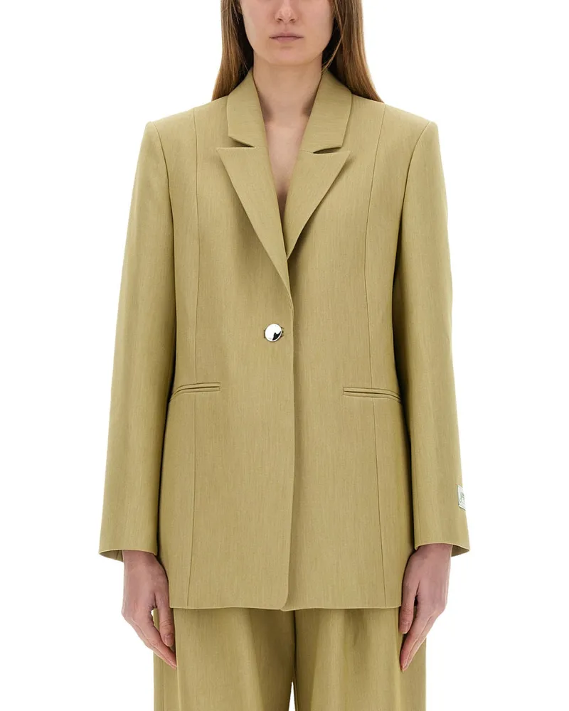 Ganni Twill Anzug Blazer Beige