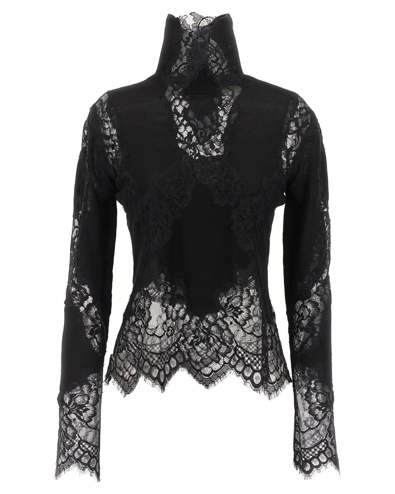 Ermanno Scervino Pullover mit Spitzeneinsatz Black
