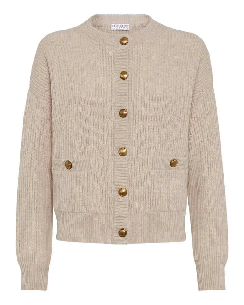 Brunello Cucinelli Wolle Blend Cardigan Beige