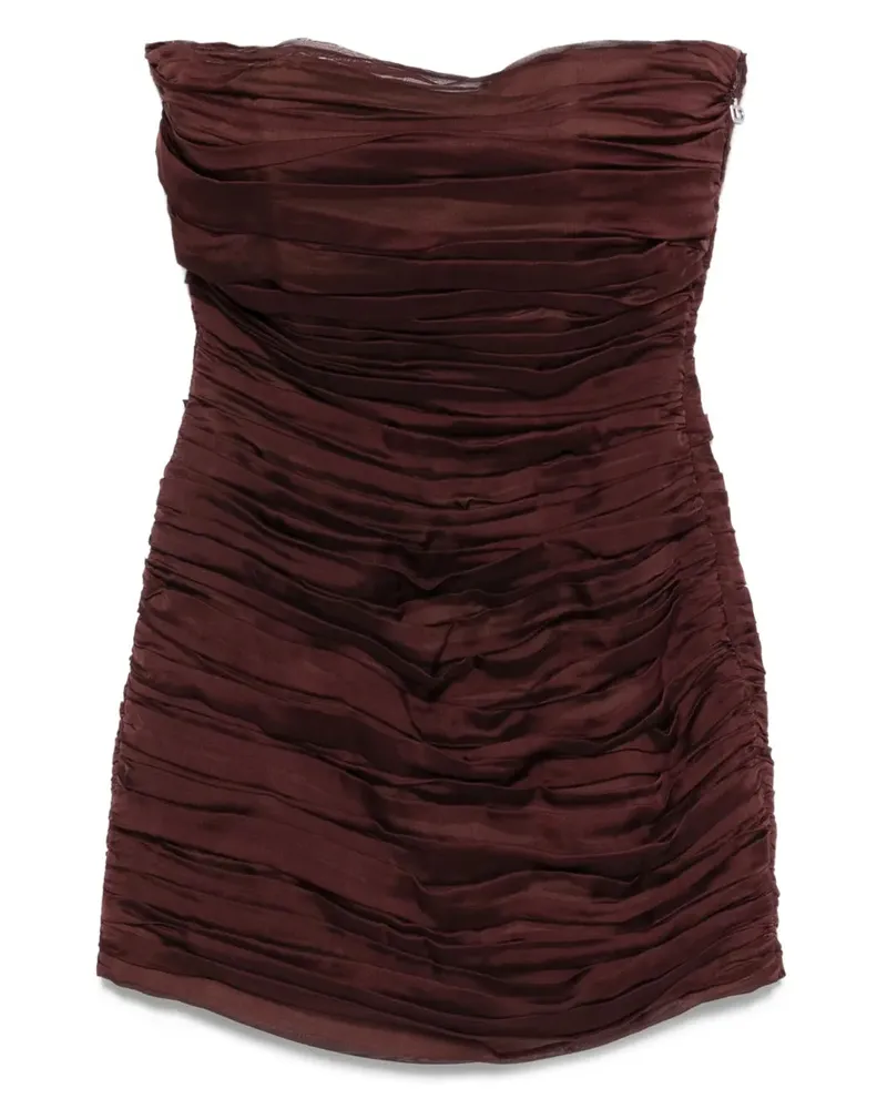Raquel Diniz neuer Ambra trägerloser, plissierter kurzes Kleid Bordeaux