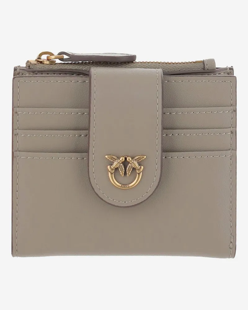Pinko Pink -Leder -Brieftasche mit Logo Light