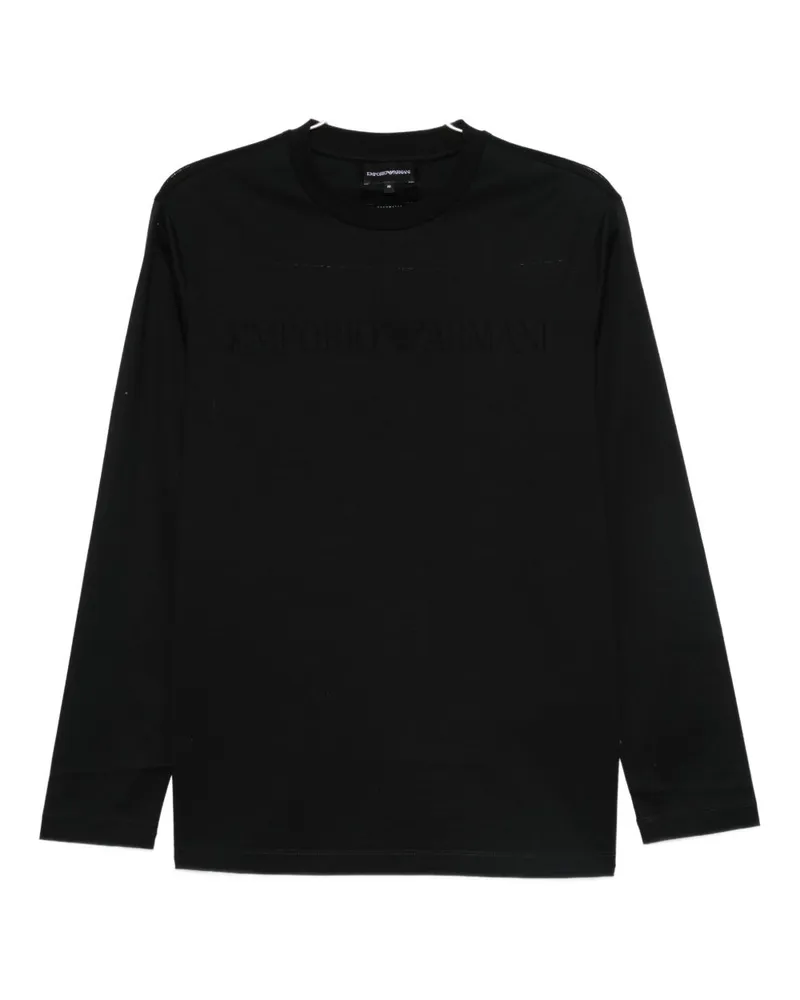 Emporio Armani Logo Baumwoll -T -Shirt Blue