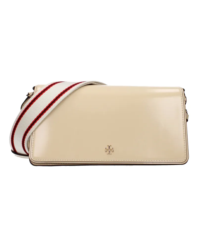 Tory Burch Damens Umhängetaschen in glänzendem Beige/Eiscreme -