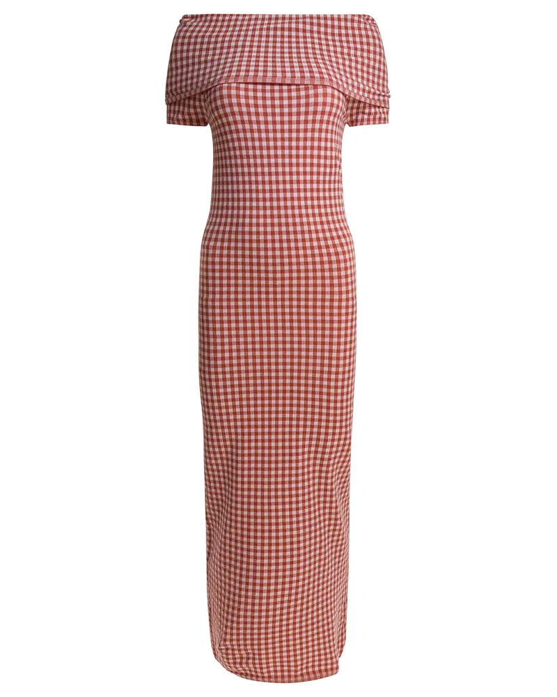 Alaïa Vichy-Strickkleid Pink