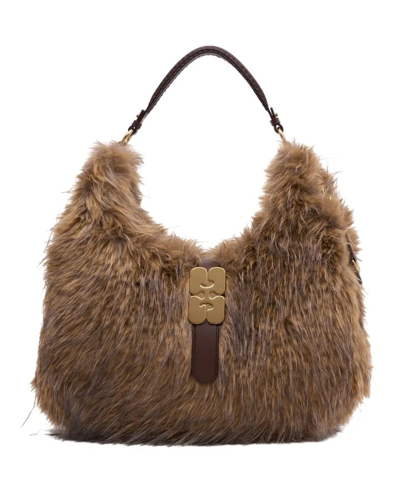 Ganni Kat Large Coyote Umhängetasche  Synthetik Braun Braun