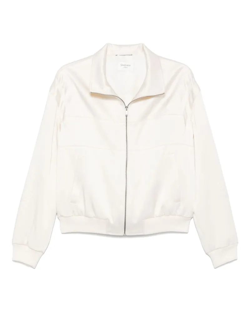 Saint Laurent Satin Bomberjacke White