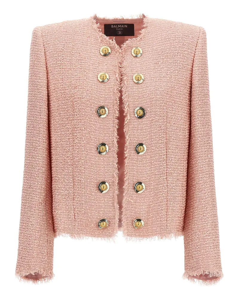 Balmain Paillist Tweed Blazer Pink