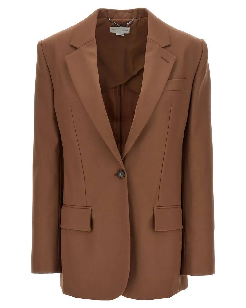Stella McCartney Single Breasted Wool Blazer Brown