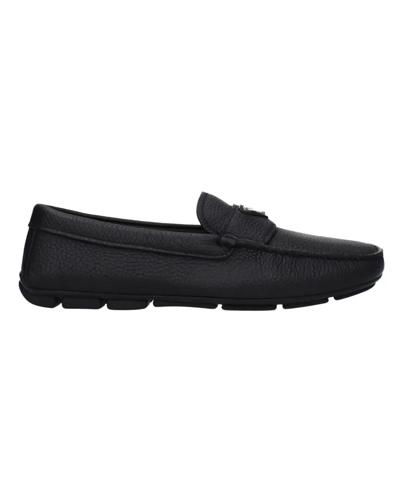 Prada Herrens Schwarze Leder-Loafer -