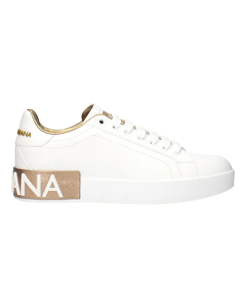 Dolce & Gabbana Dolce&Gabbana Sneakers Portofino Damens Leder Weiß/Gold -