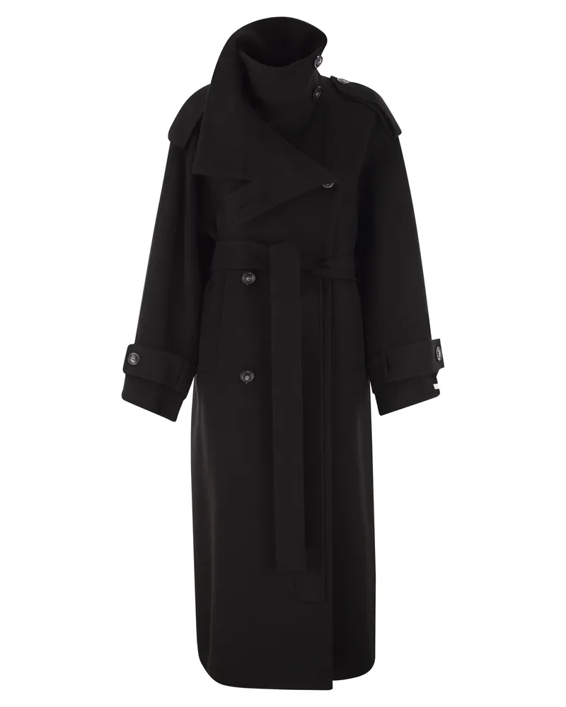 SPORTMAX Yole Double Trenchcoat aus reiner Wolle Black