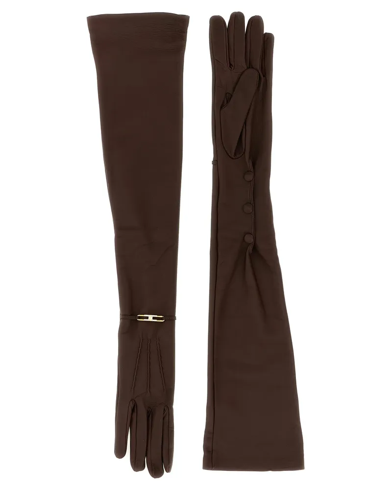 Elisabetta Franchi Nappa-Handschuhe Brown