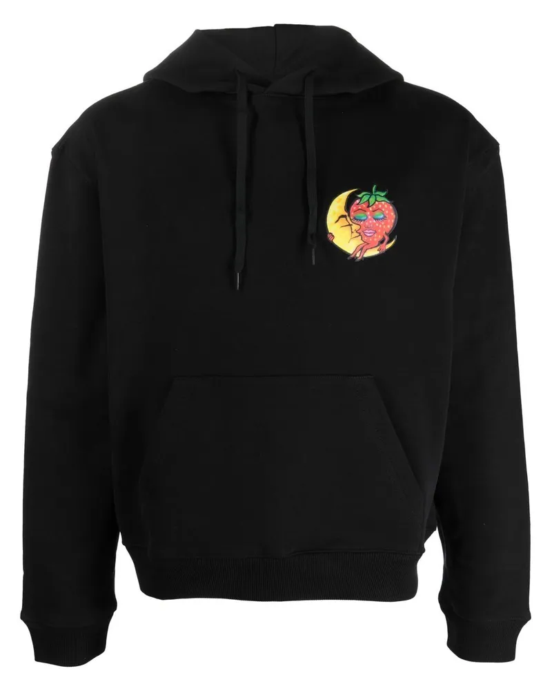Sky High Farm Workwear bedruckte Baumwoll -Hoodie Black
