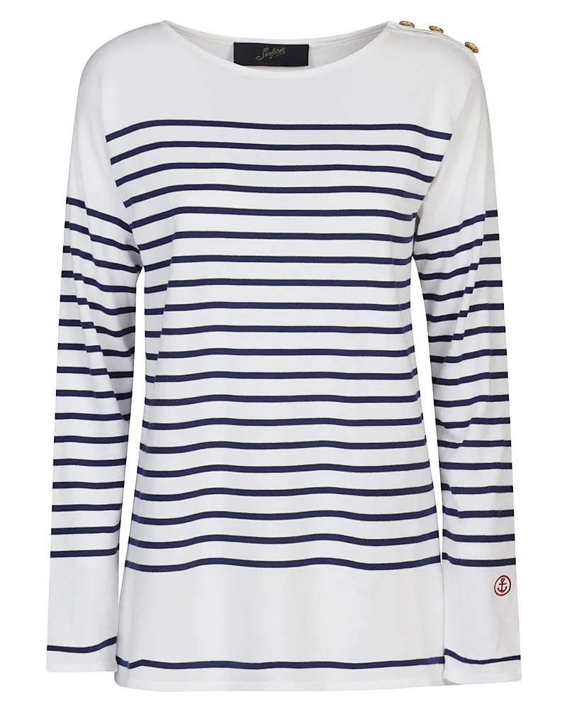 Seafarer Seeleute -Baumwoll -Crewneck -Pullover Blue