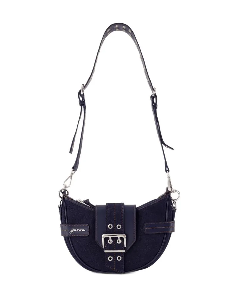Ganni Bucky Small Crossbody  Baumwollblau Blau