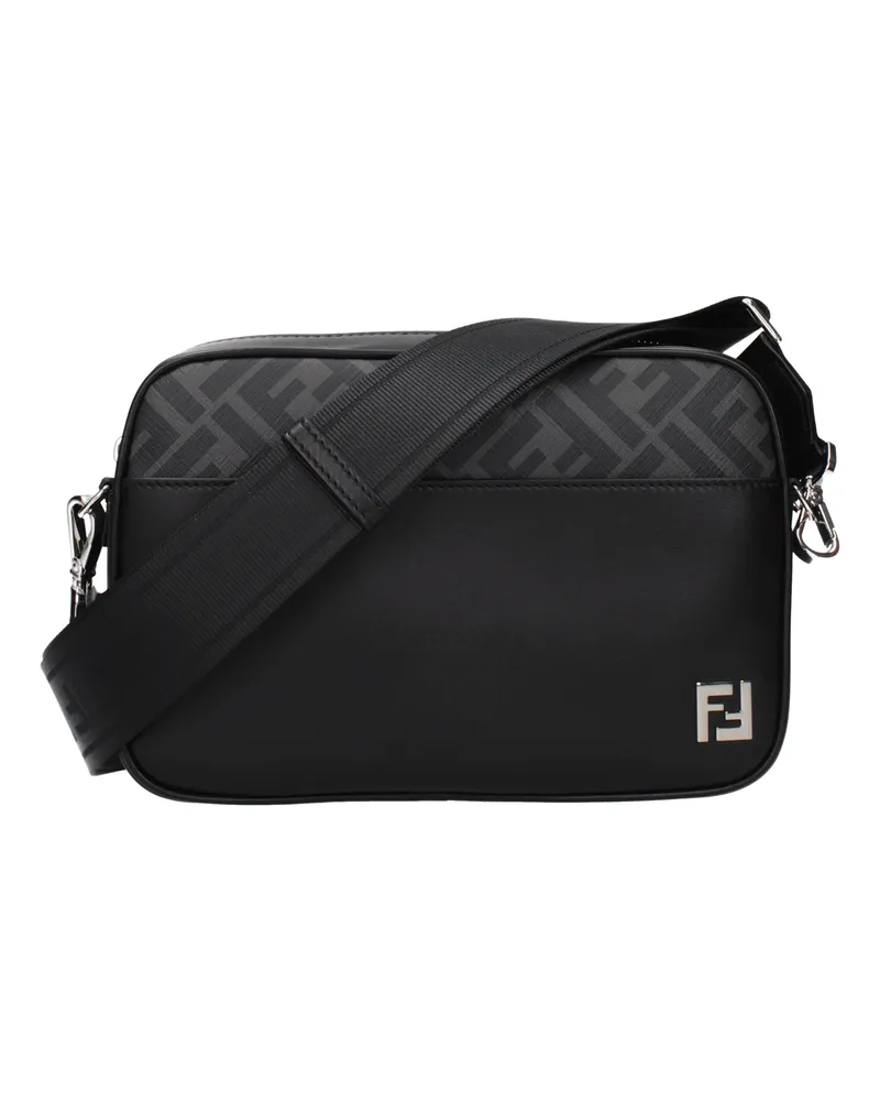 Fendi Umhängetasche Kameratasche Herren Leder Schwarz -