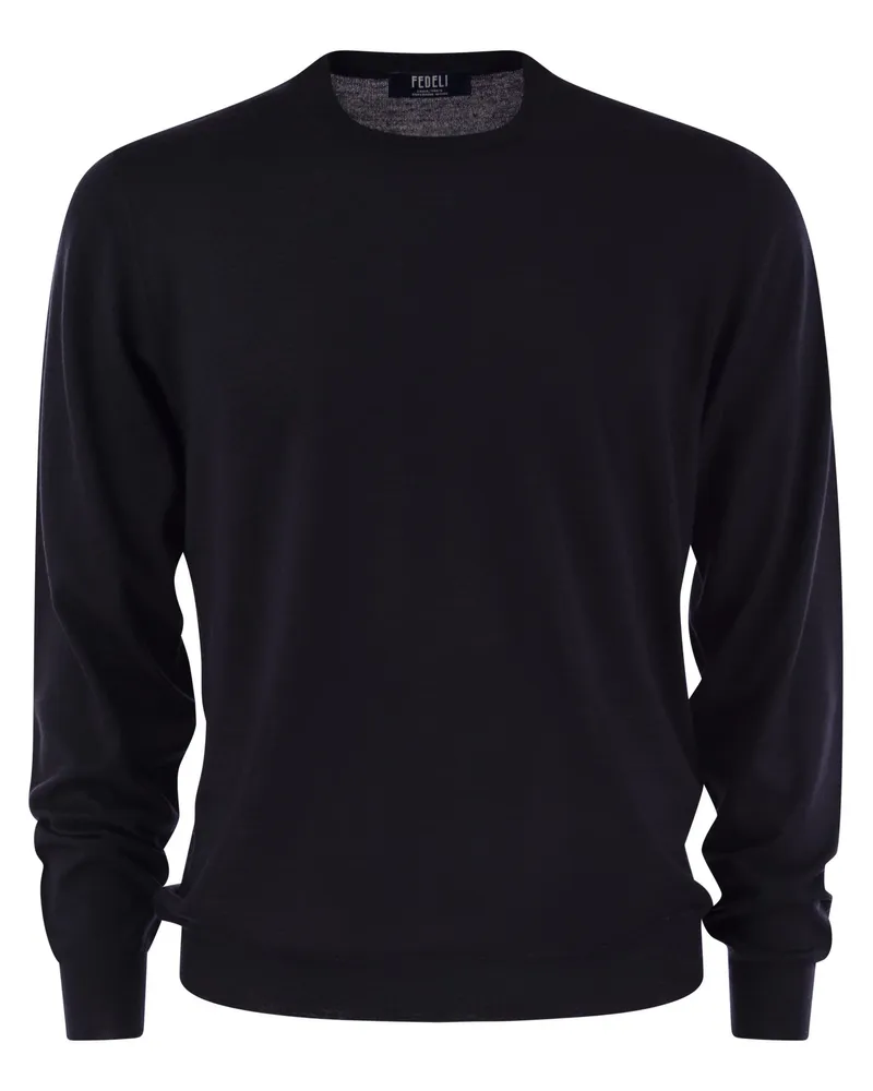 Fedeli Crew Neck -Pullover in Virgin Wolle Night