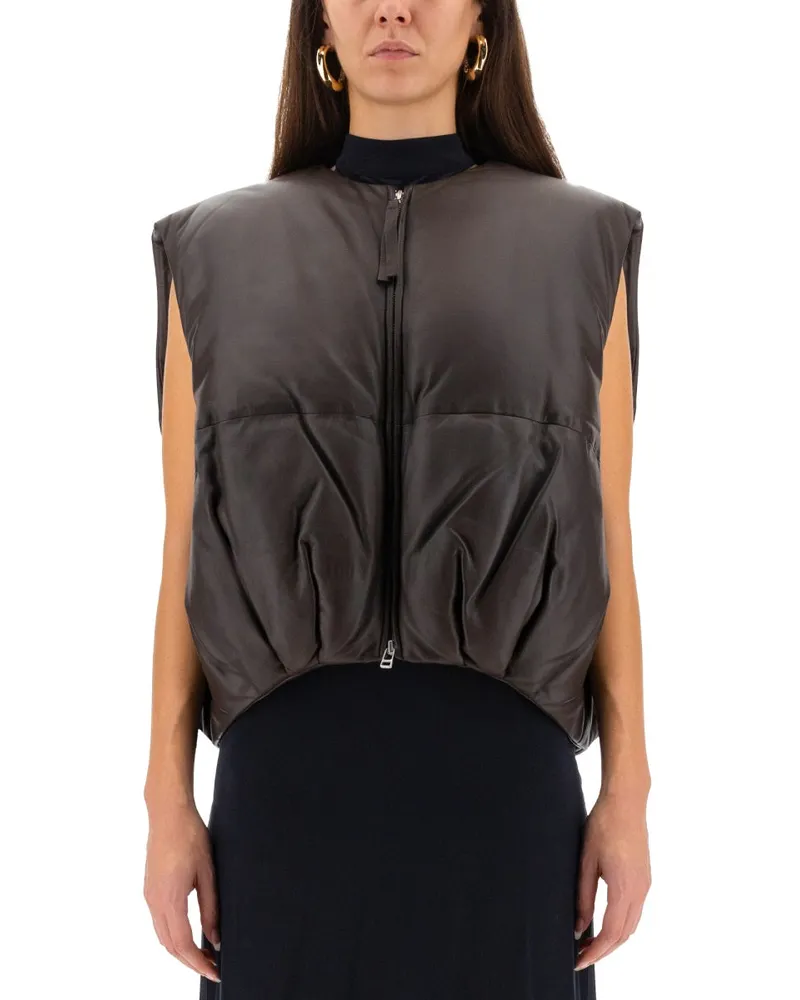 ALYSI Leder "Puffer" Weste Brown