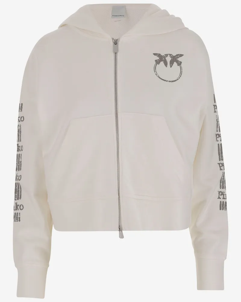 Pinko Cotton Sweatshirt mit Logo White