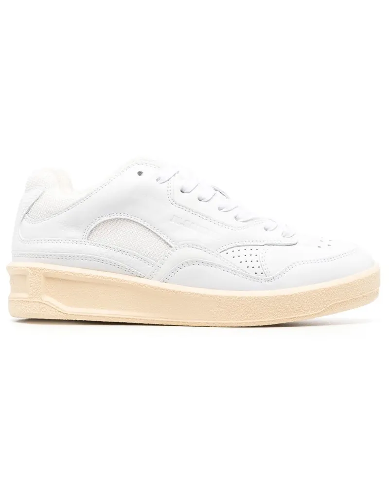 Jil Sander korb Low Top Leder -Turnschuhe White