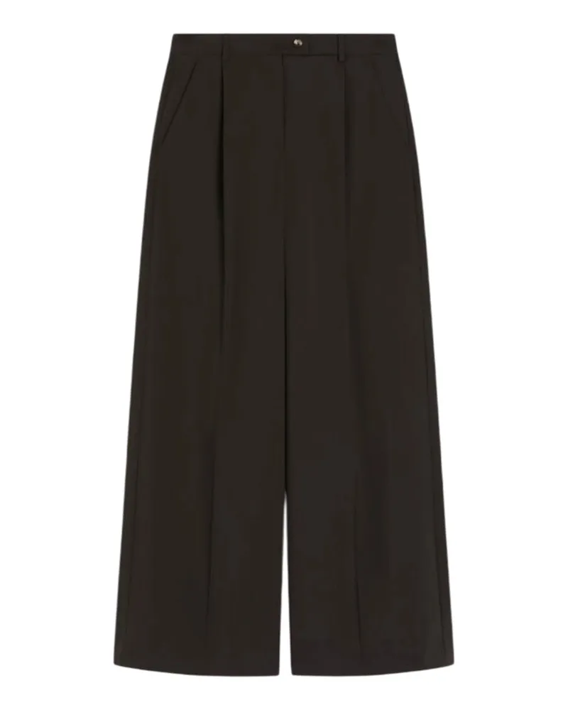 SPORTMAX Übergroße Stretch-Wollhose Dunkelbraun Marrone